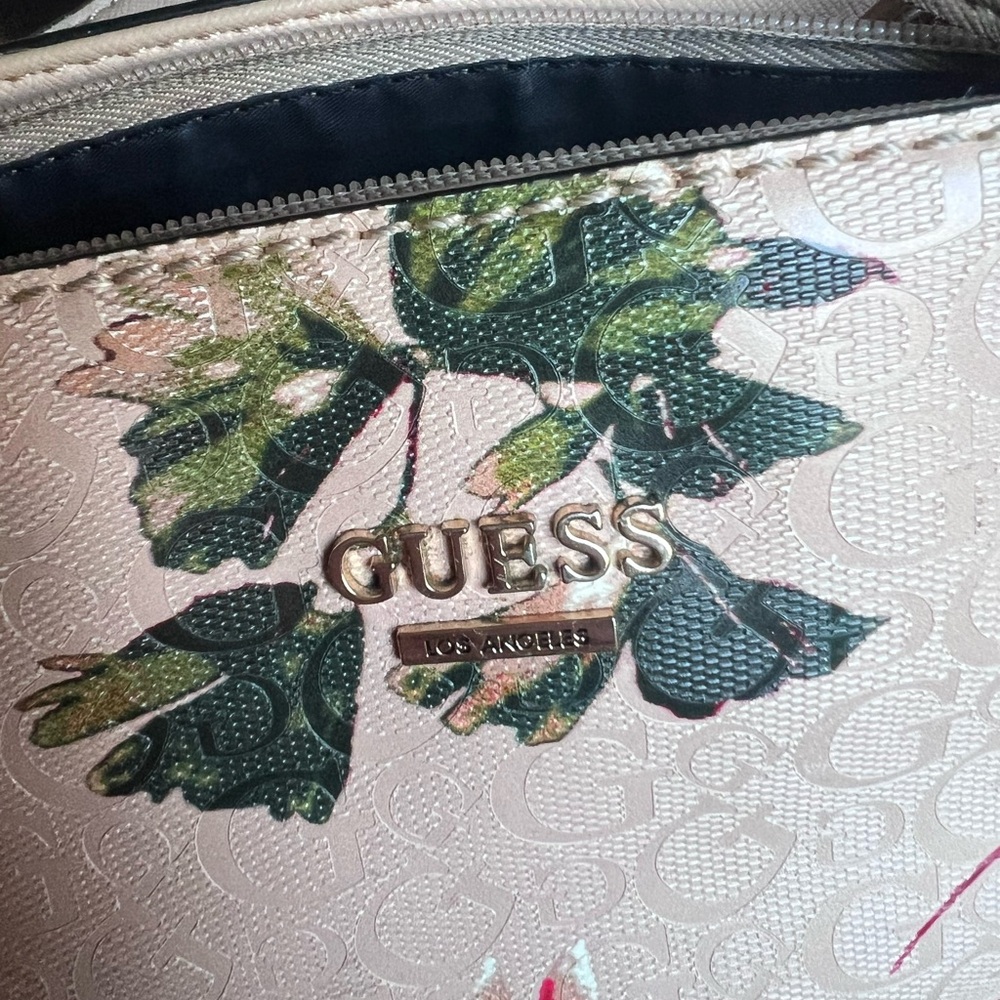 Guess pink tan floral handbag -Used - Picture 2 of 7
